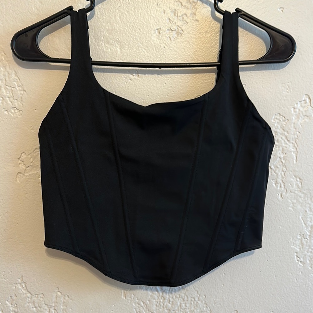 REORIA Women's Square Neck Sleeveless Bustier Corset Crop Tank Top